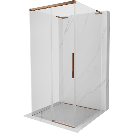 Mexen Rox-3S L Kolmekülgne lükandustega dušikabiin 90 x 90 cm, läbipaistev, roosa kuldne - 8C2L-090-090-60-00-3S