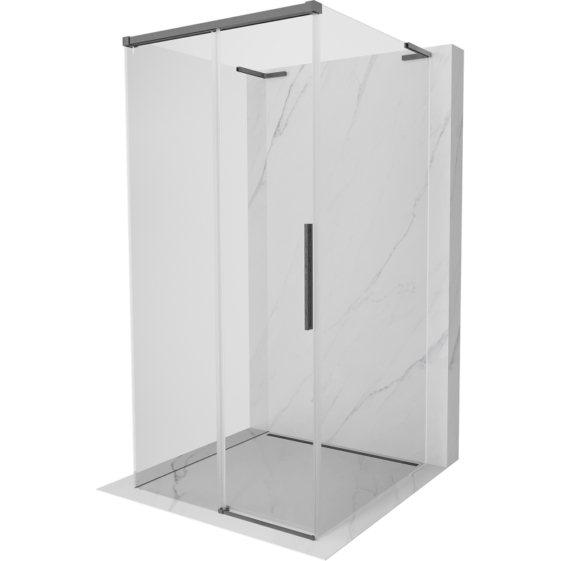 Mexen Rox-3S L cabina doccia scorrevole a 3 lati 95 x 95 cm, trasparente, grigio canna di fucile spazzolato