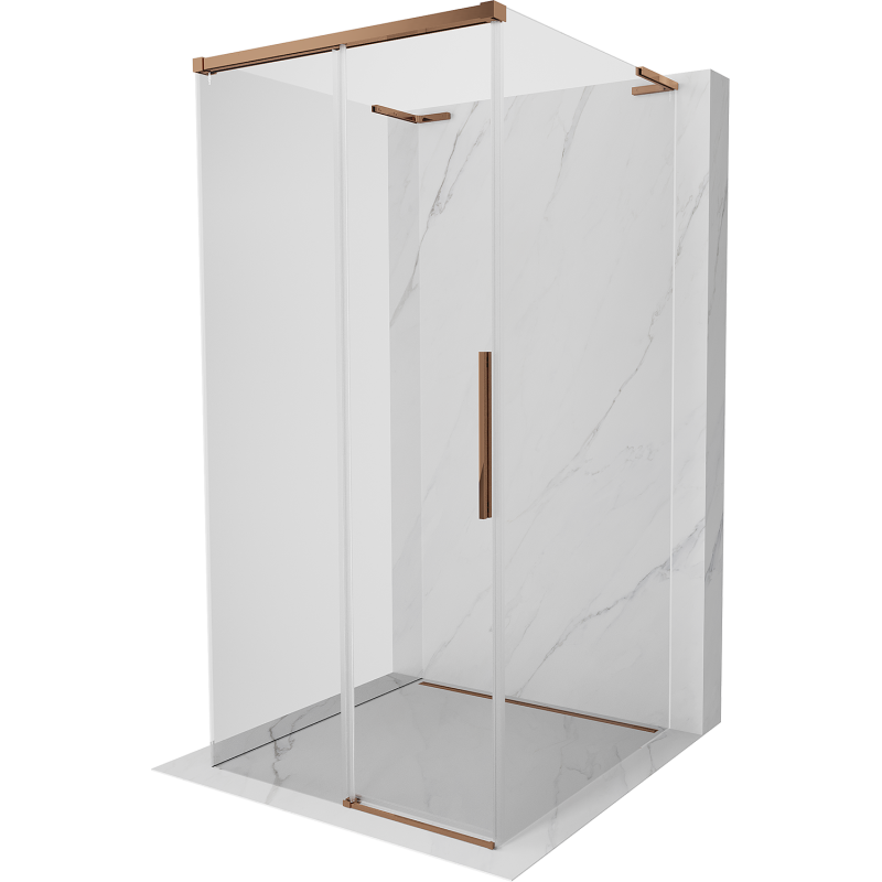 Mexen Rox-3S L kabina prysznicowa 3-ścienna rozsuwana 95 x 95 cm, transparent, różowe złoto - 8C2L-095-095-60-00-3S
