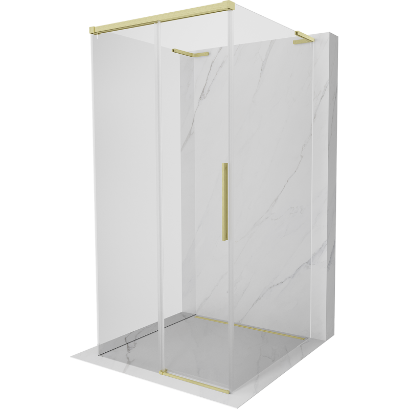 Mexen Rox-3S L cabina doccia scorrevole a 3 lati 100 x 100 cm, trasparente, oro spazzolato - 8C2L-100-100-55-00-3S