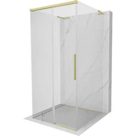 Mexen Rox-3S L 3-Sided Sliding Shower Enclosure 100 x 100 cm, Transparent, Brushed Gold - 8C2L-100-100-55-00-3S