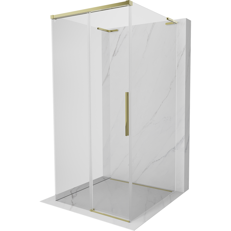Mexen Rox-3S L 3-zijdige schuifdouchecabine 100 x 100 cm, transparant, goud - 8C2L-100-100-50-00-3S