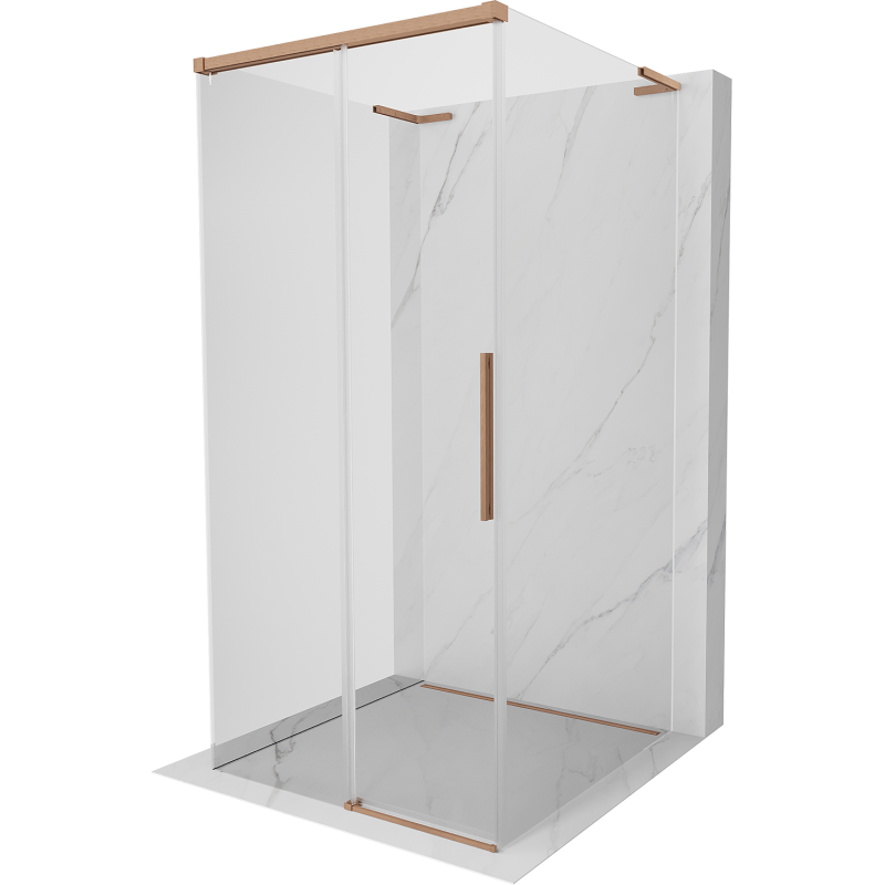 Mexen Rox-3S L cabina doccia a 3 lati scorrevole 110 x 110 cm, trasparente, rame spazzolato - 8C2L-110-110-65-00-3S