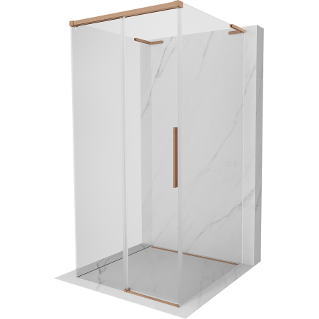 Mexen Rox-3S L 3-wall sliding shower enclosure 110 x 110 cm, transparent, brushed copper - 8C2L-110-110-65-00-3S