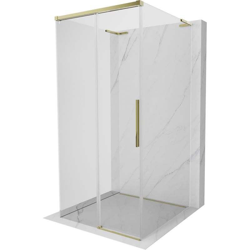 Mexen Rox-3S L cabina doccia a tre pareti scorrevole 110 x 110 cm, trasparente, oro - 8C2L-110-110-50-00-3S
