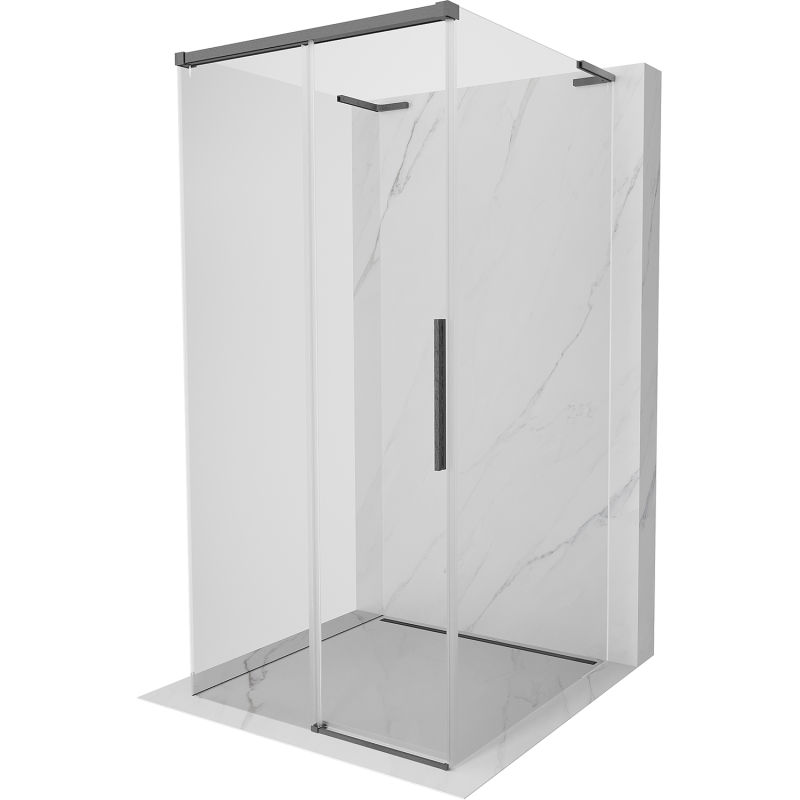 Mexen Rox-3S L cabina doccia a 3 pareti scorrevole 120 x 120 cm, trasparente, grigio canna di fucile spazzolato