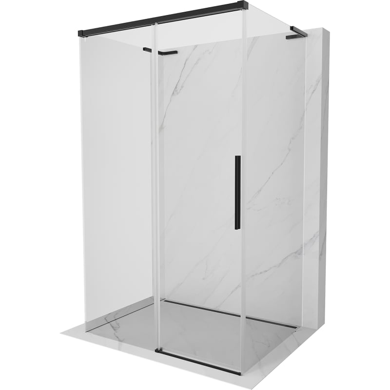 Mexen Rox-3S L kolmekyhline 3-seinaline dušinurk 140 x 90 cm, läbipaistev, must - 8C2L-140-090-70-00-3S
