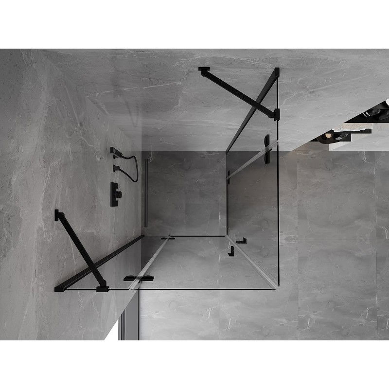 Mexen Mist-H Duo cabine de douche pivotante 75 x 75 cm, transparente, noire - 8A5-075L-075P-70-00