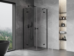 Mexen Mist-H Cabine de douche pivotante Duo 110 x 110 cm, transparente, noire - 8A5-110L-110P-70-00