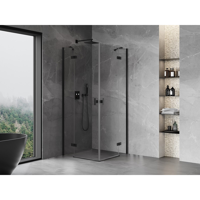Mexen Mist-H Duo pöörduksega dušinurk 120 x 120 cm, läbipaistev, must - 8A5-120L-120P-70-00