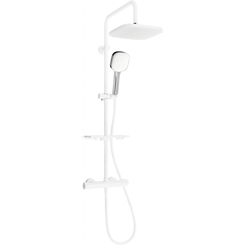 Mexen KT33 virsmas uzstādāms dušas komplekts ar lietus dušas galvu un termostatisko maisītāju, balts/hronikēts - 771503393-21