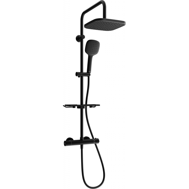 Mexen KT33 ensemble de douche encastré avec pomme de douche et mitigeur thermostatique, noir - 771503393-70
