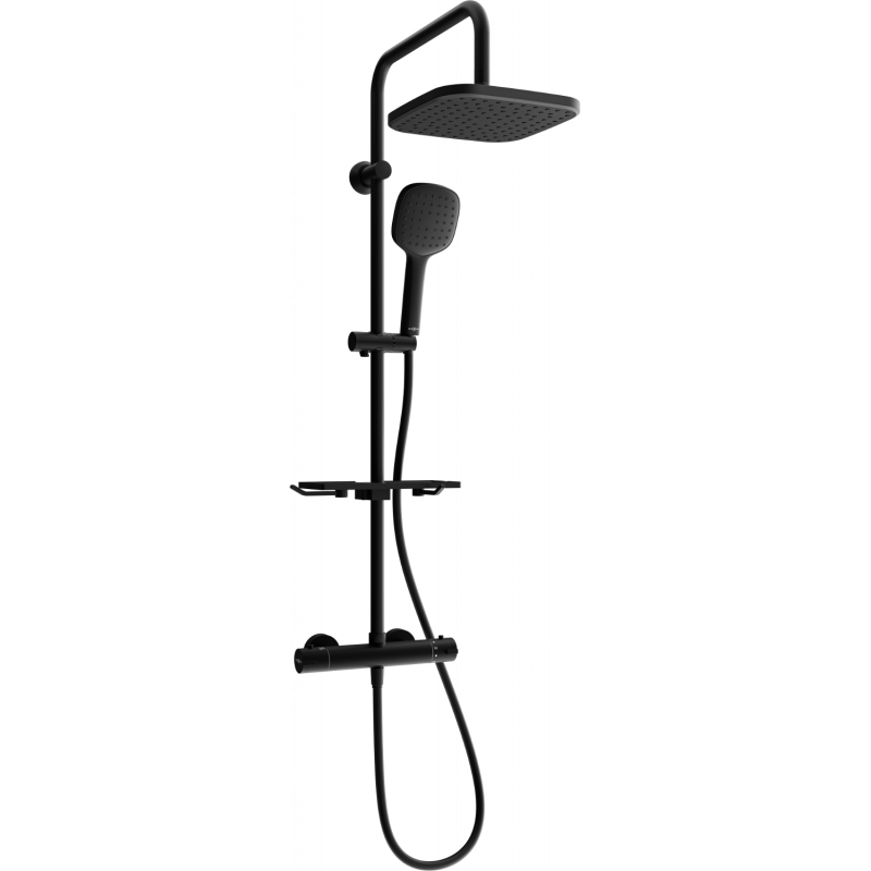 Mexen KT33 musta pinta-asennettava suihkusarja, jossa on sadesuihku ja termostaattihana - 771503393-70