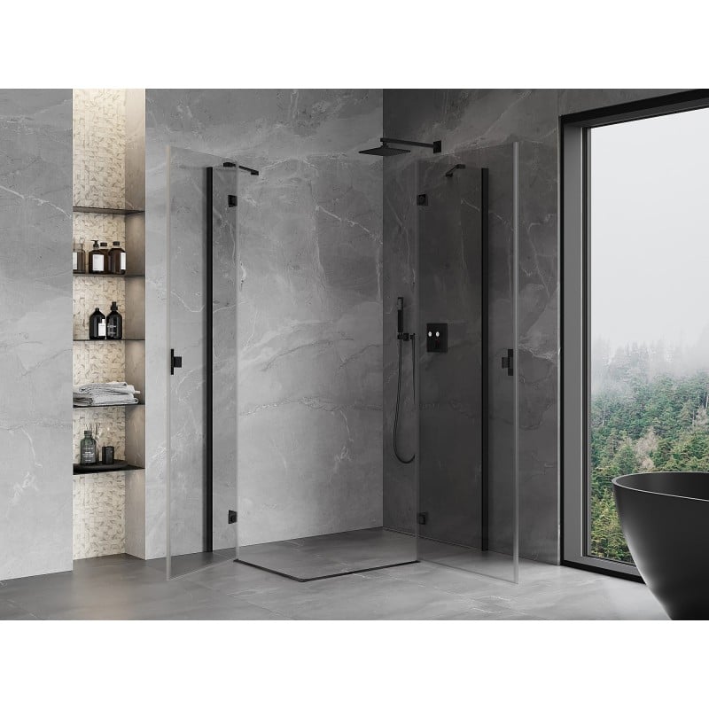 Mexen Mist-H Duo cabine de douche pivotante droite 80 x 85 cm, transparent, noir - 8A5-080L-085P-70-00
