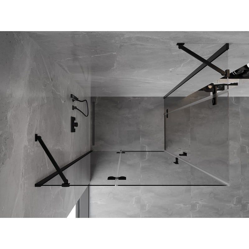 Mexen Mist-H Duo cabine de douche pivotante gauche 105 x 90 cm, transparent, noire - 8A5-105L-090P-70-00