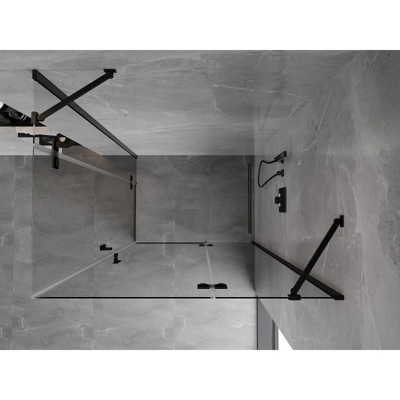 Mexen Mist-H Duo cabina doccia a battente destra 90 x 105 cm, trasparente, nero - 8A5-090L-105P-70-00
