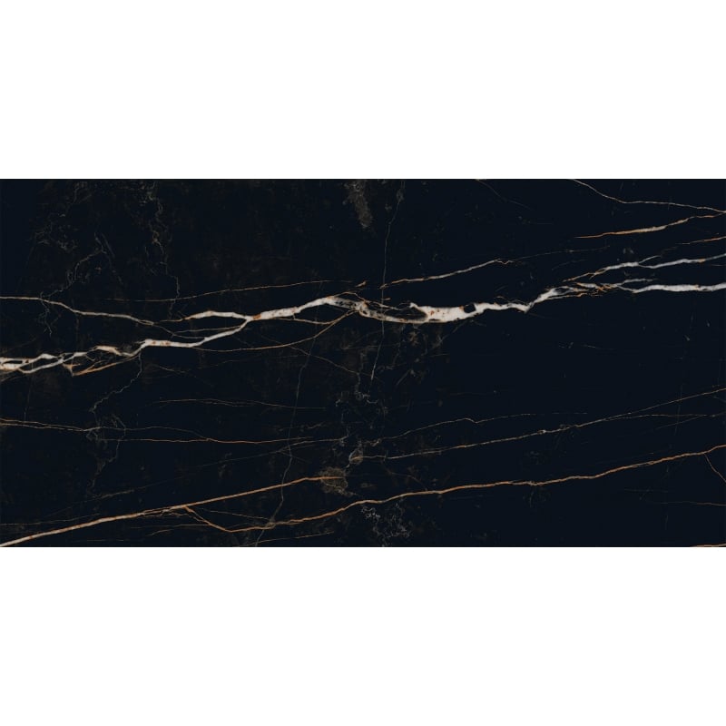 Mexen Flamingo Melna glazēta rekta grīdas-flīžu paraugs G1, grīdas un sienas flīze 120 x 60 cm, augsts spīdums - TL215-00-S