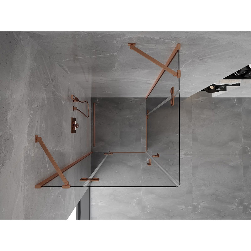 Mexen Mist-H Duo kutna kabina za tuš, 75 x 75 cm, prozirna, brušena bakar - 8A5-075L-075P-65-00