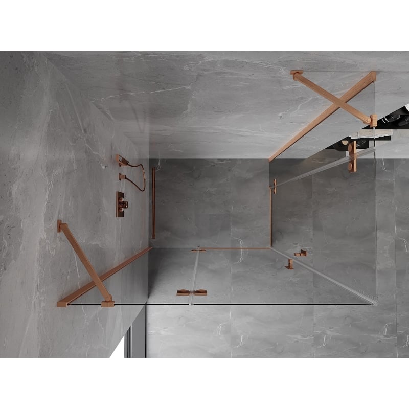 Mexen Mist-H Duo hinged left shower cabin 90 x 70 cm, transparent, brushed copper - 8A5-090L-070P-65-00