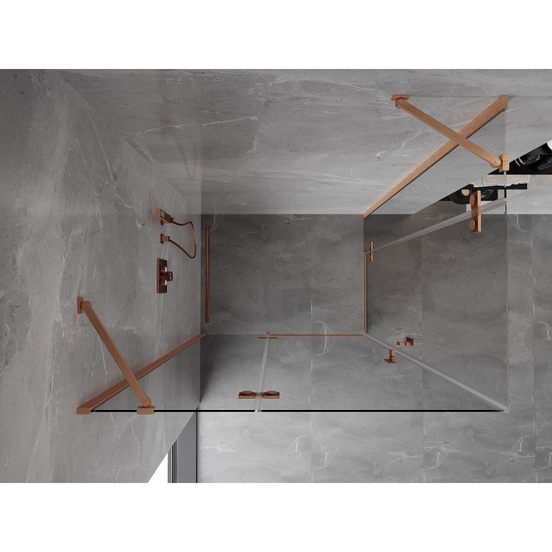 Mexen Mist-H Duo cabina doccia a battente sinistra 105 x 80 cm, trasparente, rame spazzolato - 8A5-105L-080P-65-00