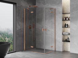 Mexen Mist-H Duo lijeva zakretna tuš kabina 110 x 80 cm, prozirna, brušeni bakar - 8A5-110L-080P-65-00