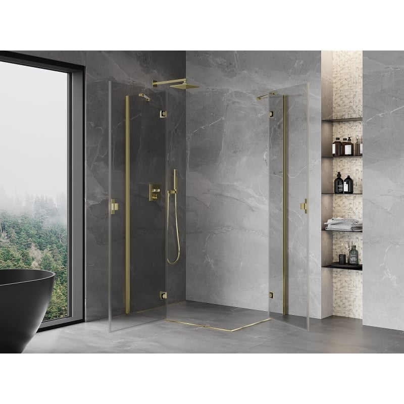 Mexen Mist-H Duo kabina prysznicowa uchylna lewa 115 x 75 cm, transparent, złota - 8A5-115L-075P-50-00