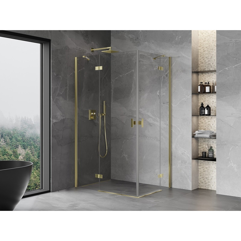 Mexen Mist-H Duo kabina prysznicowa uchylna lewa 115 x 75 cm, transparent, złota - 8A5-115L-075P-50-00