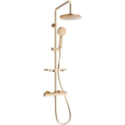 Mexen KT40 Virsmas dušas komplekts ar lietus dušu un termostatisko jaucējkrānu, rozā zelts - 771504093-60