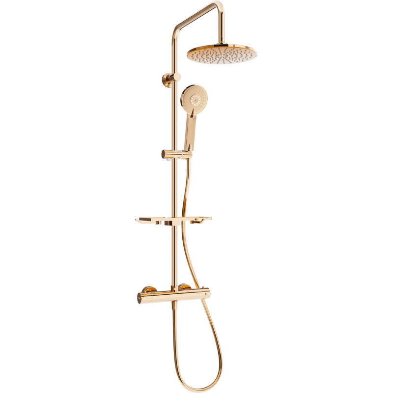 Mexen KT40 pinnalle asennettava suihkusetti sadesuihkulla ja termostaattihanalla, ruusukulta - 771504093-60
