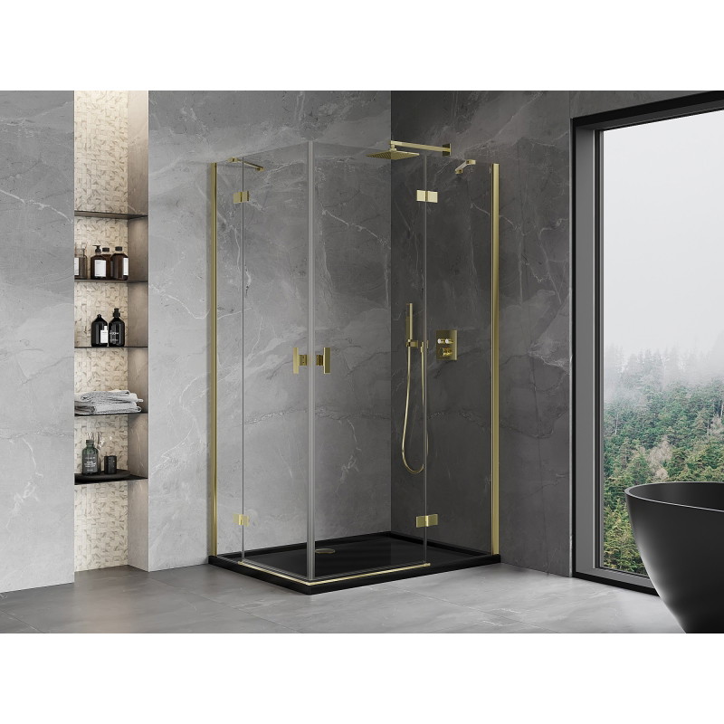 Mexen Mist-H Duo tuš kabina s desnim zakretnim vratima 95 x 105 cm, prozirna, zlatna - 8A5-095L-105P-50-00