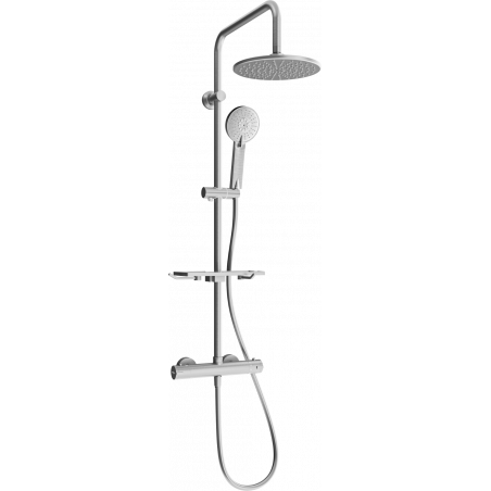 Mexen KT40 conjunto de chuveiro de parede com chuveiro de teto e misturadora termostática, cinza metalizado escovado