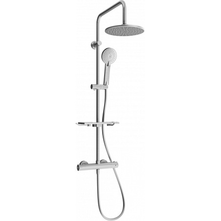 Mexen KT40 exposed shower set with rain showerhead and thermostatic mixer, graphite - 771504093-66