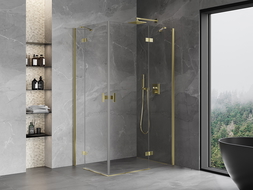 Mexen Mist H Duo cabine de douche pivotante 100 x 120 cm, transparente, or - 8A5-100L-120P-50-00