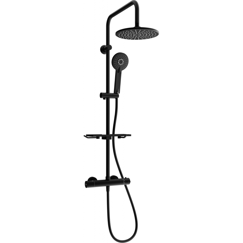 Mexen KT40 conjunto de ducha empotrado con cabezal de lluvia y grifo termostático, negro - 771504093-70