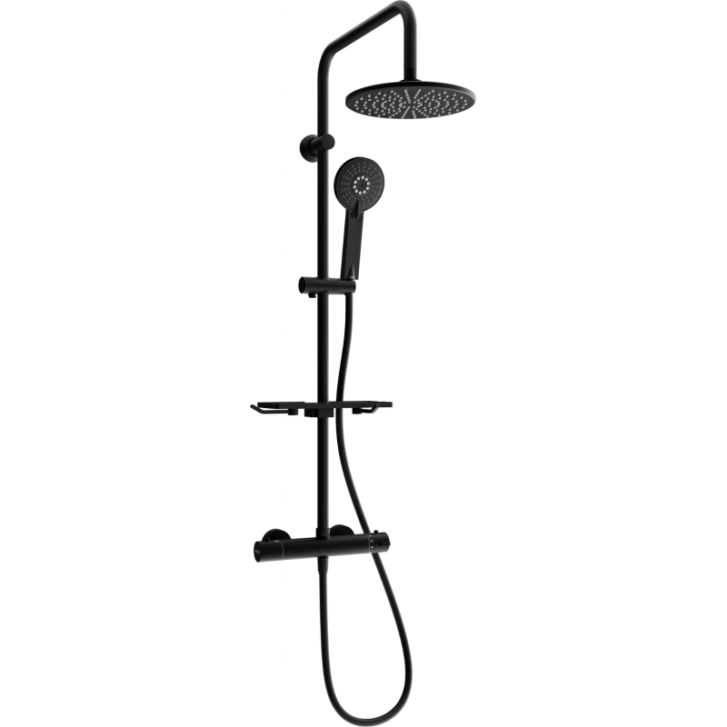 Mexen KT40 seinäasennettava suihkusarja sadesuihkulla ja termostaattisella hanalla, musta - 771504093-70
