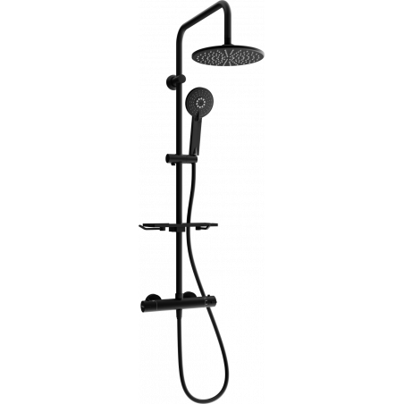 Mexen KT40 exposed shower set with rain shower and thermostatic faucet, black - 771504093-70