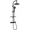 Mexen KT40 exposed shower set with rain shower and thermostatic faucet, black - 771504093-70