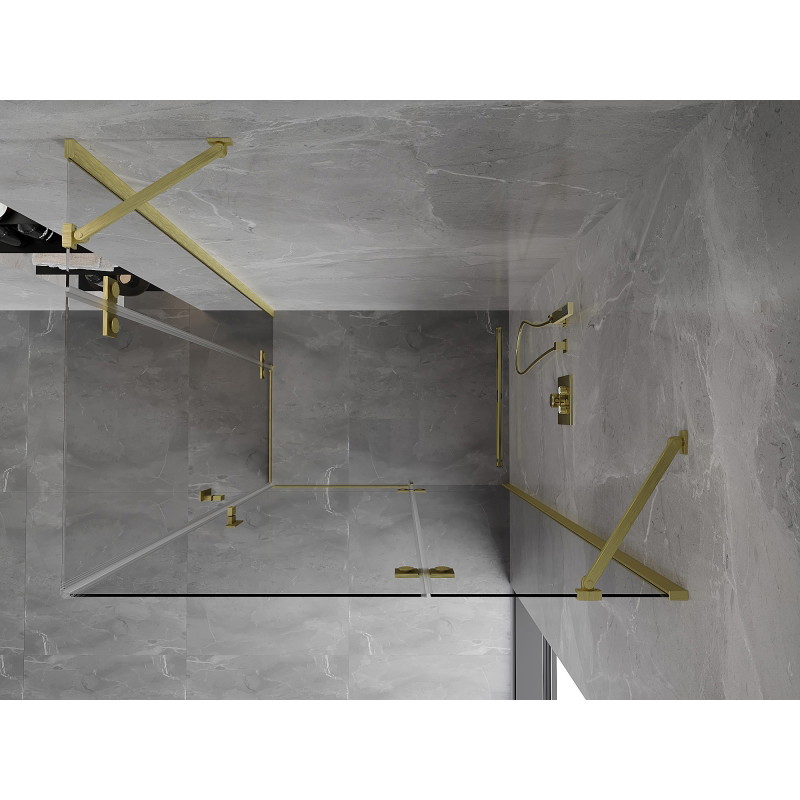 Mexen Mist-H Duo kabina za tuš s dvostrukim vratima desna 105 x 120 cm, prozirna, zlatna brušena - 8A5-105L-120P-55-00