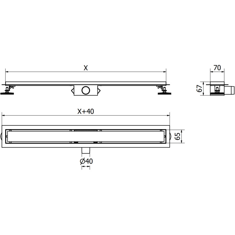 Mexen Flat M13 linear drain 2in1 140 cm, black - 1710140