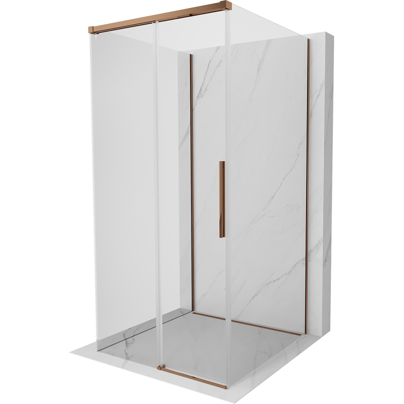 Mexen Rox-3S kabina prysznicowa 3-ścienna rozsuwana 90 x 90 cm, transparent, różowe złoto - 8C2-090-090-60-00-3S