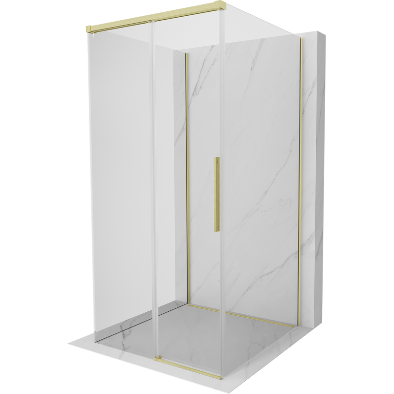 Mexen Rox-3S 3-sided sliding shower enclosure 90 x 90 cm, transparent, brushed gold - 8C2-090-090-55-00-3S