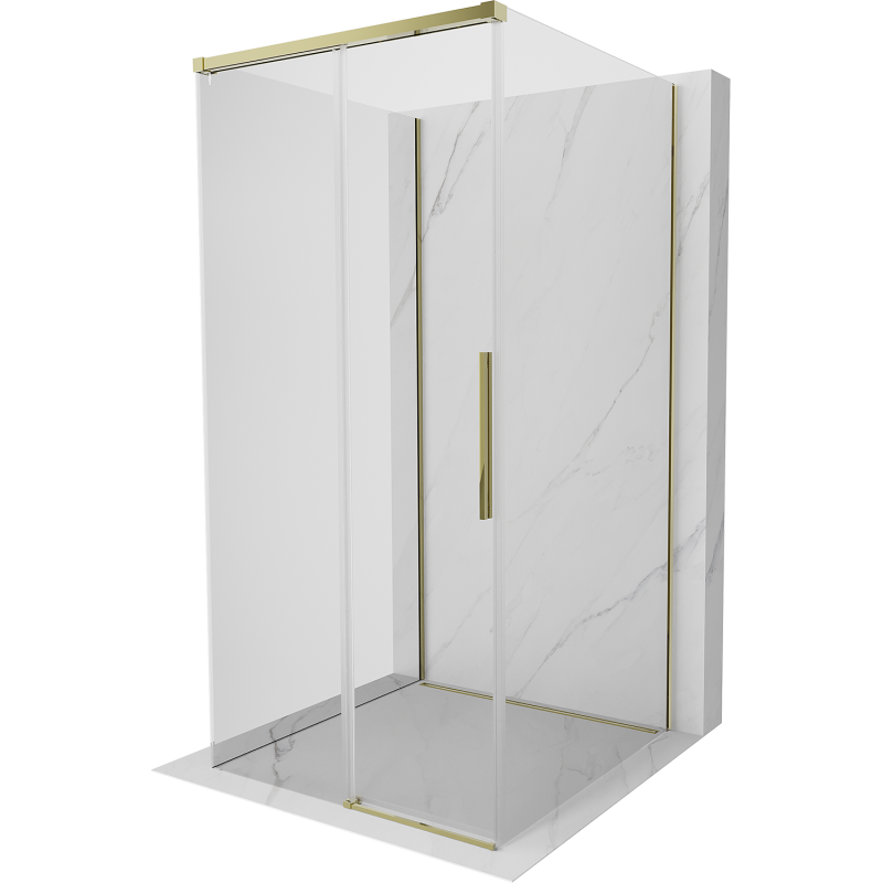 Mexen Rox-3S cabina doccia 3 lati scorrevole 90 x 90 cm, trasparente, oro - 8C2-090-090-50-00-3S