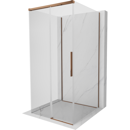 Mexen Rox-3S kabina prysznicowa 3-ścienna rozsuwana 95 x 95 cm, transparent, różowe złoto - 8C2-095-095-60-00-3S