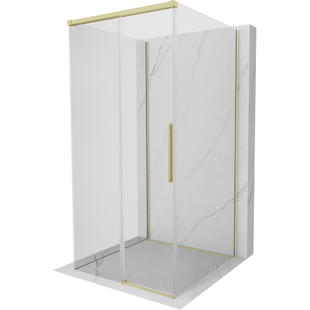 Mexen Rox-3S 3-sided sliding shower enclosure 110 x 110 cm, transparent, brushed gold - 8C2-110-110-55-00-3S