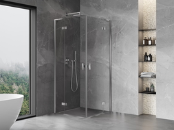 Mexen Mist H L Duo cabine de douche pivotante 75 x 75 cm, transparent, chrome - 8A5L-075L-075P-01-00