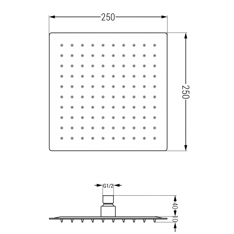 Mexen Slim deszczownica 25 x 25 cm, czarna - 79125-70