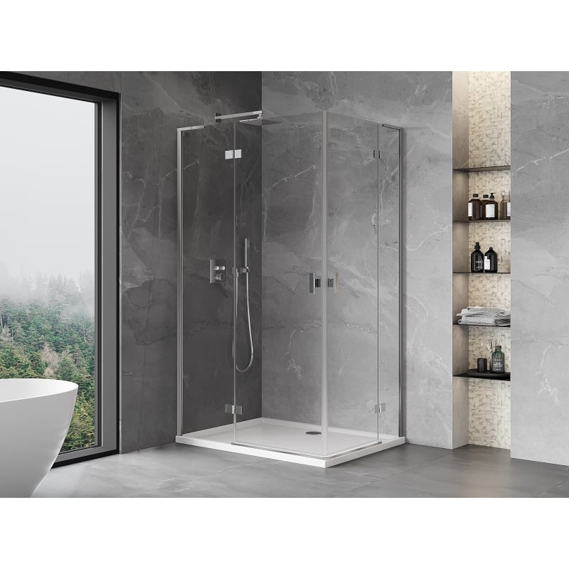 Mexen Mist-H L Duo duši all vasak 80 x 75 cm, läbipaistev, kroom - 8A5L-080L-075P-01-00