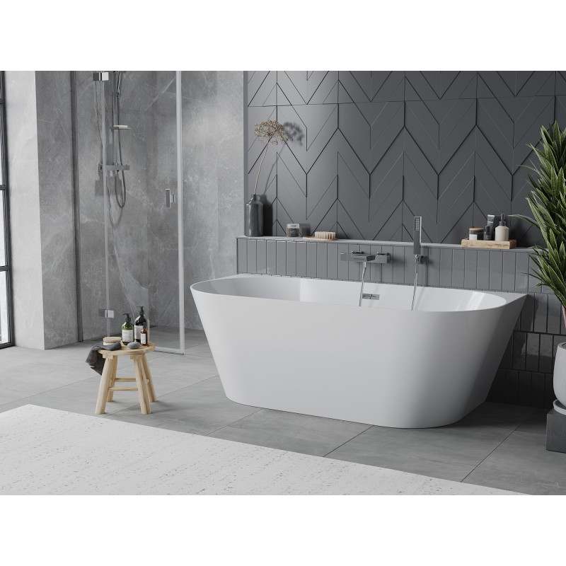 Mexen Oval Slim vasca da bagno indipendente parete 170 x 80 cm, bianca, troppopieno cromato - 52661708000-01