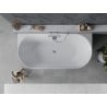 Mexen Oval Slim free-standing wall-adjacent bathtub 170 x 80 cm, white, chrome overflow - 52661708000-01