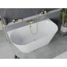 Mexen Oval Slim freistehende wandnahe Badewanne 170 x 80 cm, weiß, Überlauf gebürstet gold - 52661708000-55